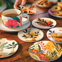 Load image into Gallery viewer, Paint by numbers 10cm Coasters (6 pieces) - Modern Botanical Design