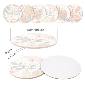 Paint by numbers 10cm Coasters (6 pieces) - Modern Botanical Design