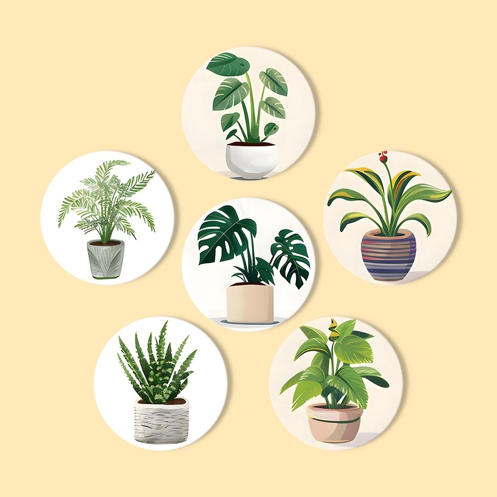 Paint by numbers 10cm Coasters (6 pieces) - Monstera and Fern