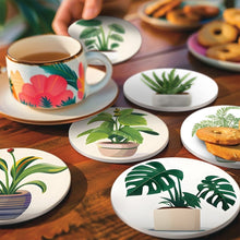 Load image into Gallery viewer, Paint by numbers 10cm Coasters (6 pieces) - Monstera and Fern