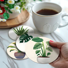 Load image into Gallery viewer, Paint by numbers 10cm Coasters (6 pieces) - Monstera and Fern