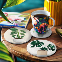 Load image into Gallery viewer, Paint by numbers 10cm Coasters (6 pieces) - Monstera and Fern