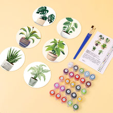 Load image into Gallery viewer, Paint by numbers 10cm Coasters (6 pieces) - Monstera and Fern