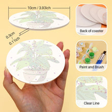 Load image into Gallery viewer, Paint by numbers 10cm Coasters (6 pieces) - Monstera and Fern