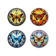 Load image into Gallery viewer, Paint by numbers 10cm Coasters (4 pieces) - Vibrant Wings: A Butterfly Quartet