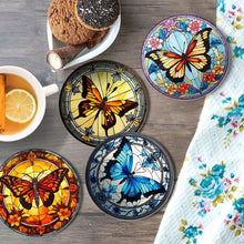 Load image into Gallery viewer, Paint by numbers 10cm Coasters (4 pieces) - Vibrant Wings: A Butterfly Quartet