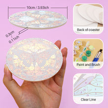 Load image into Gallery viewer, Paint by numbers 10cm Coasters (4 pieces) - Vibrant Wings: A Butterfly Quartet