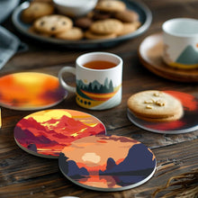 Load image into Gallery viewer, Paint by numbers 10cm Coasters (6 pieces) - Sunset Scene