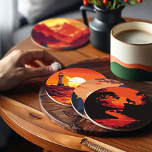 Load image into Gallery viewer, Paint by numbers 10cm Coasters (6 pieces) - Sunset Scene