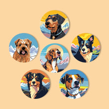 Load image into Gallery viewer, Paint by numbers 10cm Coasters (6 pieces) - Cute Dogs