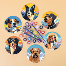 Load image into Gallery viewer, Paint by numbers 10cm Coasters (6 pieces) - Cute Dogs