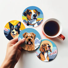 Load image into Gallery viewer, Paint by numbers 10cm Coasters (6 pieces) - Cute Dogs