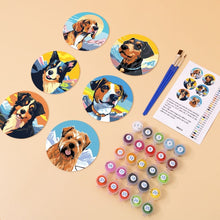 Load image into Gallery viewer, Paint by numbers 10cm Coasters (6 pieces) - Cute Dogs