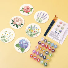 Load image into Gallery viewer, Paint by numbers 10cm Coasters (6 pieces) - Pastel Bouquet