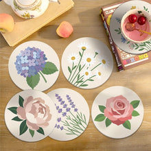 Load image into Gallery viewer, Paint by numbers 10cm Coasters (6 pieces) - Pastel Bouquet