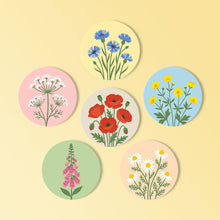 Load image into Gallery viewer, Paint by numbers 10cm Coasters (6 pieces) - Wildflowers Figured'Art