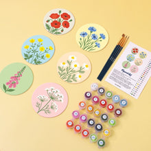 Load image into Gallery viewer, Paint by numbers 10cm Coasters (6 pieces) - Wildflowers