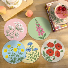 Load image into Gallery viewer, Paint by numbers 10cm Coasters (6 pieces) - Wildflowers