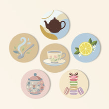 Load image into Gallery viewer, Paint by numbers 10cm Coasters (6 pieces) - Tea Time Figured'Art