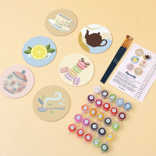 Load image into Gallery viewer, Paint by numbers 10cm Coasters (6 pieces) - Tea Time