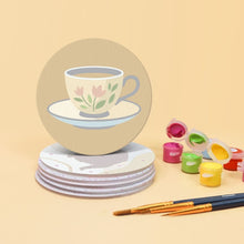 Load image into Gallery viewer, Paint by numbers 10cm Coasters (6 pieces) - Tea Time