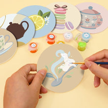 Load image into Gallery viewer, Paint by numbers 10cm Coasters (6 pieces) - Tea Time