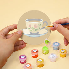 Load image into Gallery viewer, Paint by numbers 10cm Coasters (6 pieces) - Tea Time