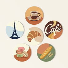 Load image into Gallery viewer, Paint by numbers 10cm Coasters (6 pieces) - Paris Café Figured'Art