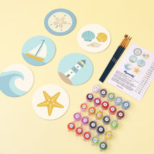 Load image into Gallery viewer, Paint by numbers 10cm Coasters (6 pieces) - Sea Breeze