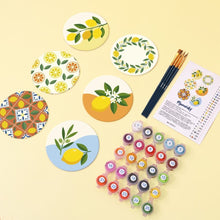 Load image into Gallery viewer, Paint by numbers 10cm Coasters (6 pieces) - Lemon Garden