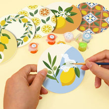 Load image into Gallery viewer, Paint by numbers 10cm Coasters (6 pieces) - Lemon Garden