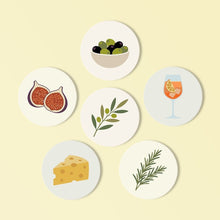 Load image into Gallery viewer, Paint by numbers 10cm Coasters (6 pieces) - Mediterranean Flavors Figured'Art