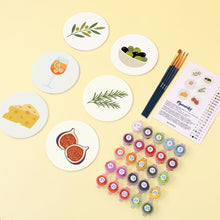 Load image into Gallery viewer, Paint by numbers 10cm Coasters (6 pieces) - Mediterranean Flavors