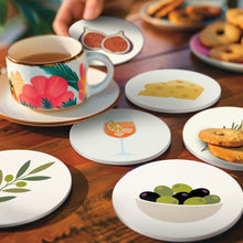 Load image into Gallery viewer, Paint by numbers 10cm Coasters (6 pieces) - Mediterranean Flavors