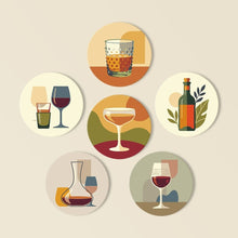 Load image into Gallery viewer, Paint by numbers 10cm Coasters (6 pieces) - Wine Tasting Figured'Art