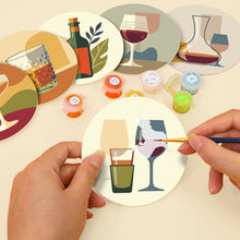 Load image into Gallery viewer, Paint by numbers 10cm Coasters (6 pieces) - Wine Tasting