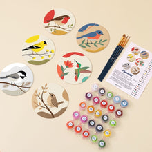 Load image into Gallery viewer, Paint by numbers 10cm Coasters (6 pieces) - Little Songbirds