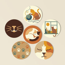 Load image into Gallery viewer, Paint by numbers 10cm Coasters (6 pieces) - Cat Life Figured'Art