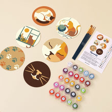 Load image into Gallery viewer, Paint by numbers 10cm Coasters (6 pieces) - Cat Life