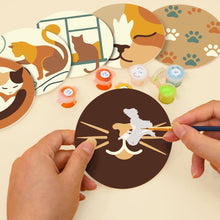 Load image into Gallery viewer, Paint by numbers 10cm Coasters (6 pieces) - Cat Life