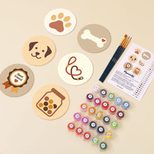 Load image into Gallery viewer, Paint by numbers 10cm Coasters (6 pieces) - Puppy World