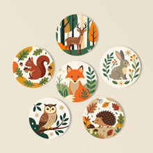 Load image into Gallery viewer, Paint by numbers 10cm Coasters (6 pieces) - Forest Friends Figured'Art