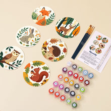 Load image into Gallery viewer, Paint by numbers 10cm Coasters (6 pieces) - Forest Friends