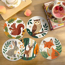 Load image into Gallery viewer, Paint by numbers 10cm Coasters (6 pieces) - Forest Friends