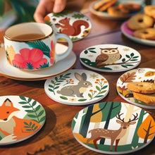 Load image into Gallery viewer, Paint by numbers 10cm Coasters (6 pieces) - Forest Friends