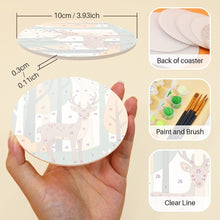 Load image into Gallery viewer, Paint by numbers 10cm Coasters (6 pieces) - Forest Friends