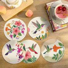 Load image into Gallery viewer, Paint by numbers 10cm Coasters (6 pieces) - Hummingbird Dance