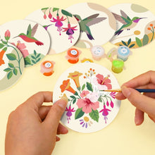 Load image into Gallery viewer, Paint by numbers 10cm Coasters (6 pieces) - Hummingbird Dance