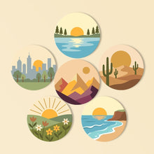Load image into Gallery viewer, Paint by numbers 10cm Coasters (6 pieces) - Natural Horizons Figured'Art
