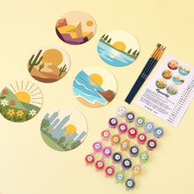Load image into Gallery viewer, Paint by numbers 10cm Coasters (6 pieces) - Natural Horizons